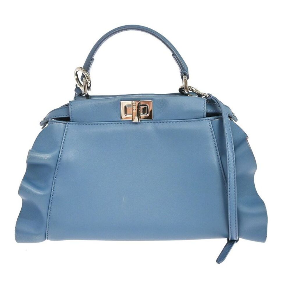 Fendi Peekaboo Leather Blue Leather Handbag